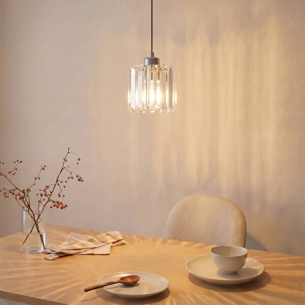 Lampada a sospensione Yakops Opviq, dimmerabile, Cromo / Argento, Soggiorno / Sala da pranzo, Vetro, Lampada a sospensione