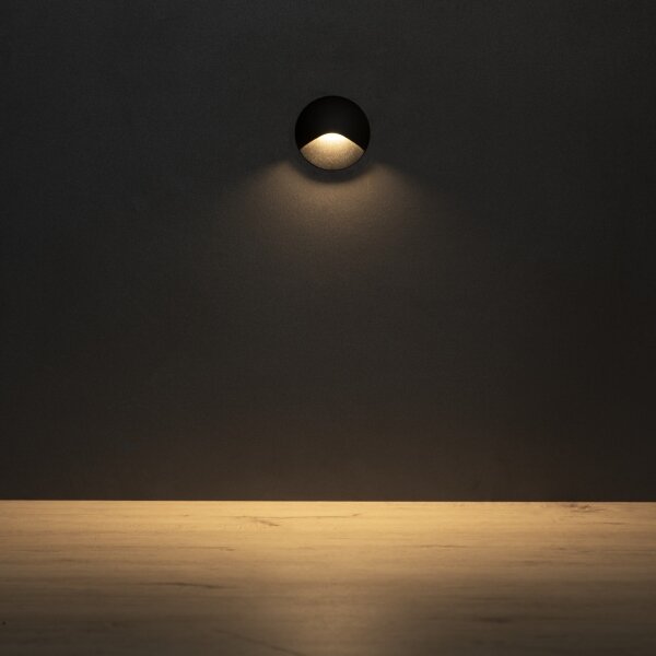 Kanlux 39121 - Lampada per scale LED EXIN LED/2,5W/230V 3000K IP65 nera rotonda
