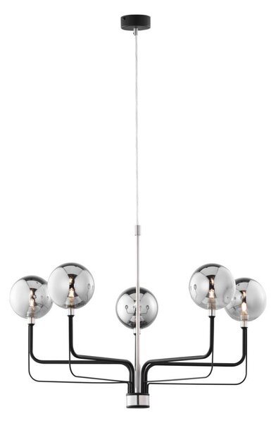 Jupiter 1888 - Lampadario a cavo ERIS 5xG9/14W/230V cromo satinato/nero/grigio fumé