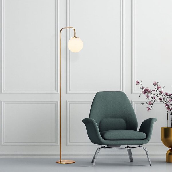 Lampada da terra bianca/color ottone con paralume in vetro (altezza totale 146 cm) Viran – Opviq lights