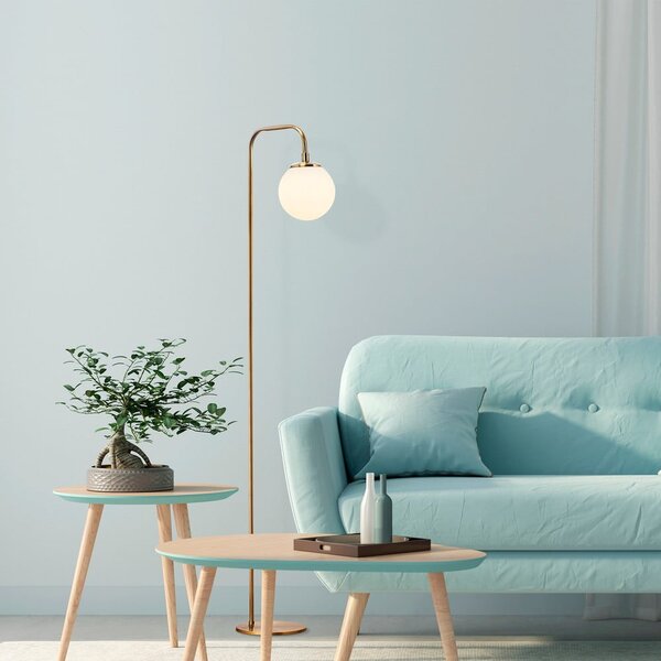 Lampada da terra bianca/color ottone con paralume in vetro (altezza totale 146 cm) Viran – Opviq lights