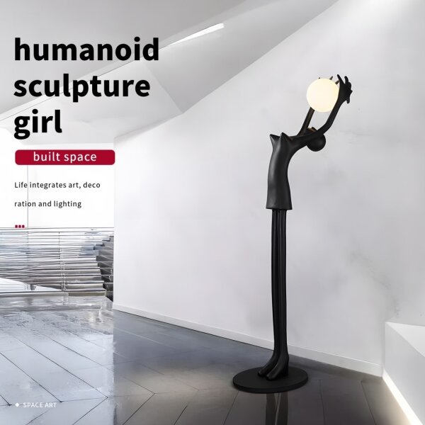 Immax 08812XL - Lampada da terra SILUETTE 1xE27/25W/230V 210 cm Sagoma ragazza