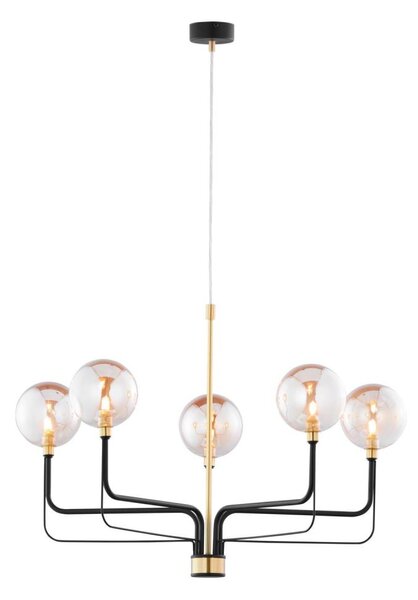 Jupiter 1886 - Lampadario a sospensione con cavo ERIS 5xG9/14W/230V oro/nero/beige fumé