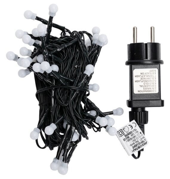 Aigostar - Catena luminosa natalizia a LED per esterni, 50 LED, 8 funzioni, 8 m, IP44, bianco caldo