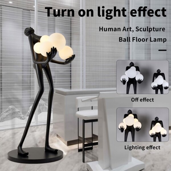 Immax 08808XL - Lampada da terra SILUETTE 6xE27/25W/230V 180 cm Human Ball