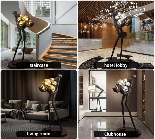 Immax 08808XL - Lampada da terra SILUETTE 6xE27/25W/230V 180 cm Human Ball