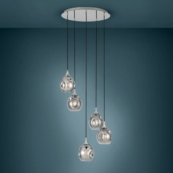 Eglo 39682 - Lampadario a sospensione BREGALLA con cavo 5xE27/40W/230V nero/fumé
