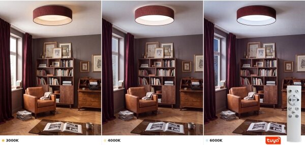 Brilagi - Lampada LED dimmerabile VELVET SM. 36W/230V 3000-6000K diam. 55 cm bordeaux WT + telecomando