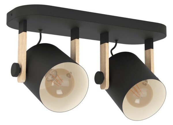 Eglo 43557 - Faretto HORNWOOD 2xE27/28W/230V nero