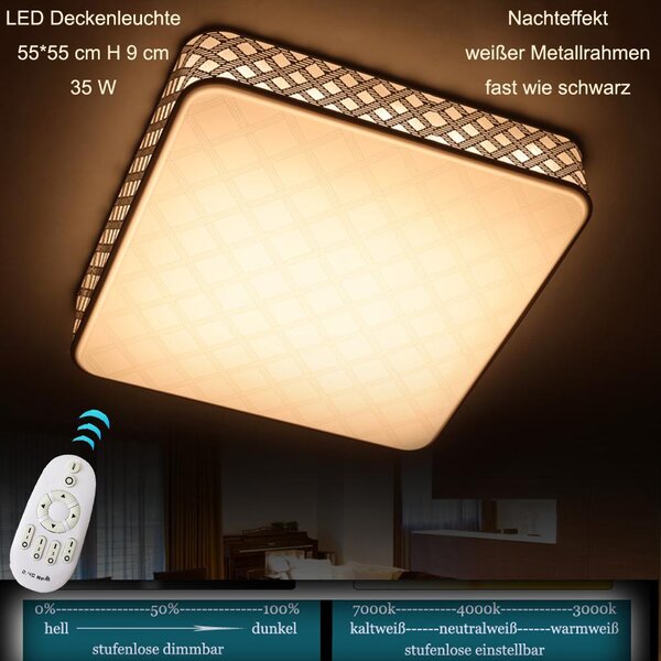 Plafoniera LED 58005 55*55 cm H 9 cm, 35 W con telecomando Colore della luce/luminosità regolabile A+