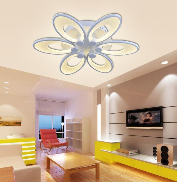 Lampada da soffitto a LED, modello 8010-6, colore bianco, con telecomando. Permette di regolare il colore e l'intensità della luce. Classe energetica A+
