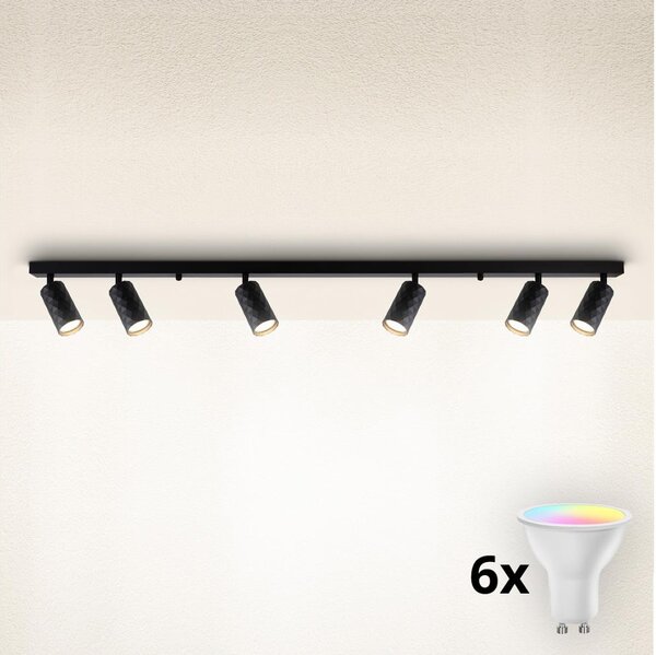 Brilagi - Lampada a faretti LED RGBW dimmerabile SELE DIAMANT 6xGU10/6,5W/230V Wi-Fi nera