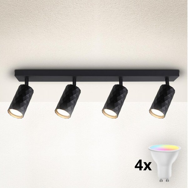 Brilagi - Faretto LED RGBW dimmerabile SELE DIAMANT 4xGU10/4,8W/230V nero