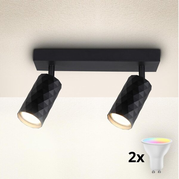 Brilagi - Faretto LED RGBW dimmerabile SELE DIAMANT 2xGU10/4,8W/230V nero