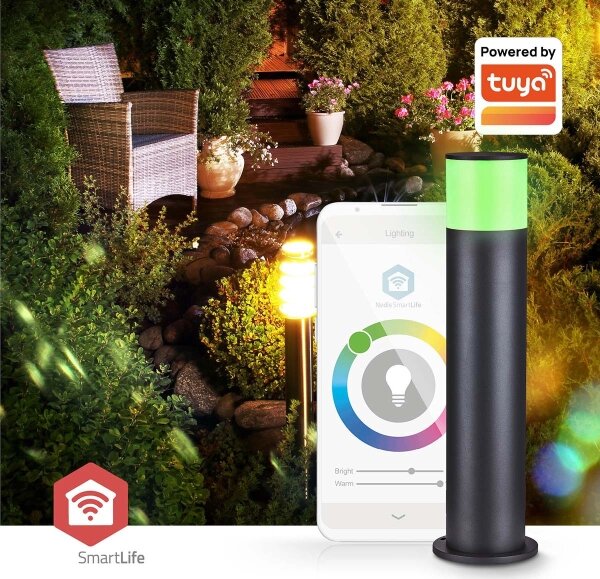 Nedis ZBLOP10RGBW - Lampada da esterno LED RGBW dimmerabile LED/10W/230V IP65 Wi-Fi Tuya nera