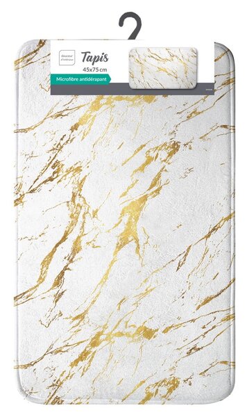 Tappetino per il bagno bianco/dorato 45x75 cm Aquamarbre – douceur d'intérieur
