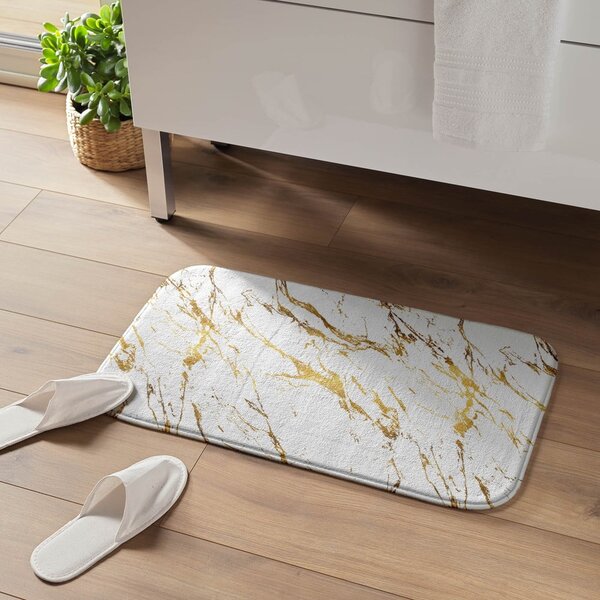 Tappetino per il bagno bianco/dorato 45x75 cm Aquamarbre – douceur d'intérieur