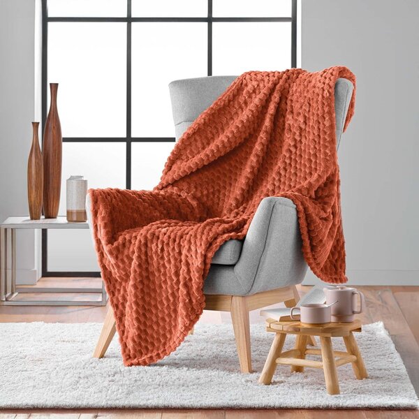 Coperta color terracotta in microflanella 125x150 cm Mini Frosty – douceur d'intérieur