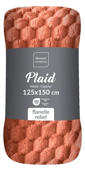 Coperta color terracotta in microflanella 125x150 cm Mini Frosty – douceur d'intérieur