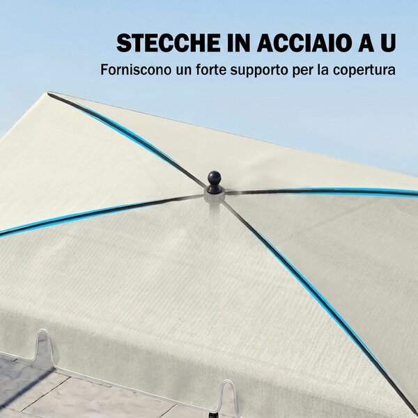 Outsunny Ombrellone da Giardino Rettangolare con Inclinazione Regolabile e Palo in Alluminio, 198x130x240cm, Beige e Nero|Aosom