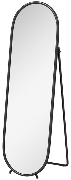 HOMCOM Specchio a Figura Intera da Terra con Supporto Pieghevole, in Vetro e Metallo, 40x41x159 cm, Nero