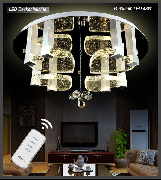 Plafoniera LED cuori di cristallo con bolle 1666Ø60cm LED 48W con telecomando 3 colori di luce (bianco caldo, bianco neutro, bianco freddo) commutabili separatamente A+