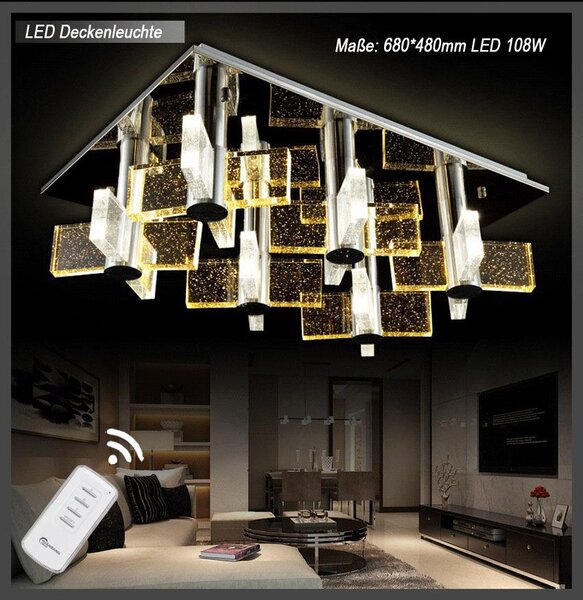 Plafoniera LED crystal 1681 68x48 cm con telecomando Colore della luce commutabile separatamente A+