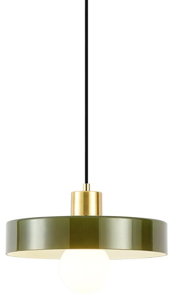 Lampada a sospensione retrò oro con vetro verde - Jina