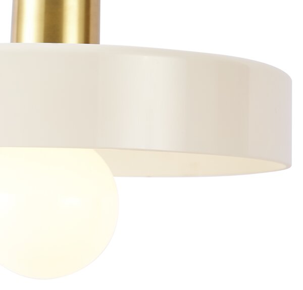 Lampada a sospensione retrò oro con vetro beige - Jina