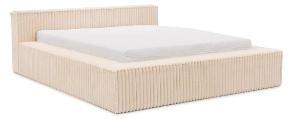 Letto matrimoniale imbottito beige con contenitore e rete inclusi 160x200 cm Cloe – Ropez