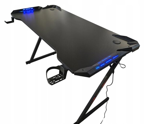 Cuffie da gioco RGB da scrivania 120x60 LED nere con portabicchieri