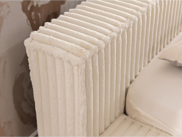 Letto matrimoniale imbottito beige con contenitore e rete inclusi 160x200 cm Cloe – Ropez