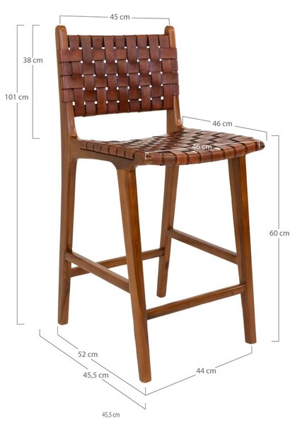 Sgabello da bar in teak marrone 101 cm Perugia - House Nordic