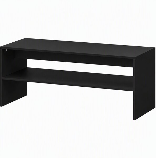 HOMCOM Tavolino da Caffè Moderno in Legno a 2 Livelli con Ripiano Aperto, 100x40x41.5 cm, Nero | Aosom Italy