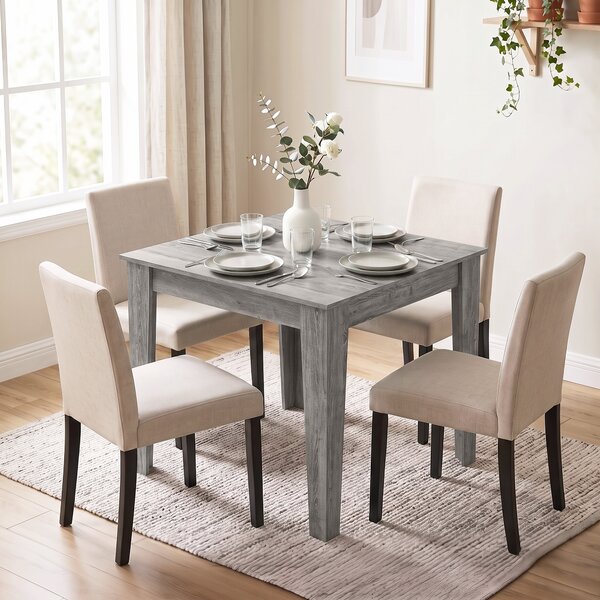 Tavolo da Pranzo Quadrato per 4 Persone 80x80x75 cm in Truciolato Grigio Effetto Legno