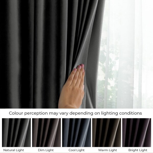 Tenda parzialmente oscurante grigia in velluto 140x270 cm – Restilo
