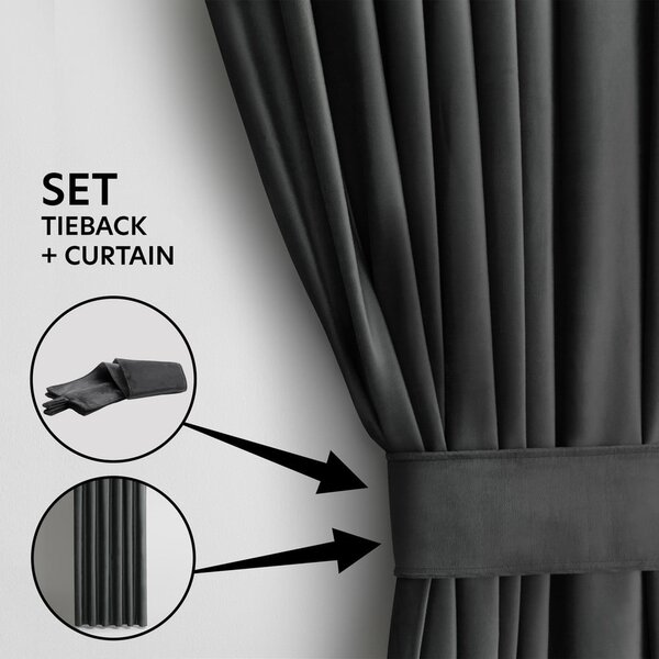 Tenda parzialmente oscurante grigia in velluto 140x270 cm – Restilo