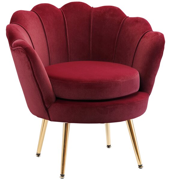 HOMCOM Poltrona Vintage di Design in Velluto Rosso Scuro, Poltroncina da Camera con Schienale Alto 76x67x74 cm | Aosom Italy
