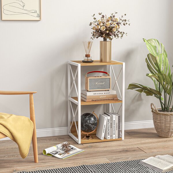 HOMCOM Mobiletto Scaffale per Soggiorno Cucina, Bagno 3 Ripiani Salvaspazio Legno 40x35x72.5cm
