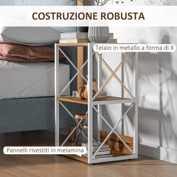 HOMCOM Mobiletto Scaffale per Soggiorno Cucina, Bagno 3 Ripiani Salvaspazio Legno 40x35x72.5cm