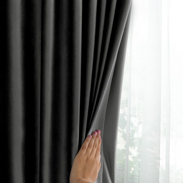 Tenda parzialmente oscurante grigia in velluto 140x270 cm – Restilo