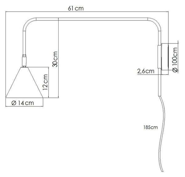 Lampada da parete gialla con alimentazione a corrente ø 14 cm Zylo – Sollux