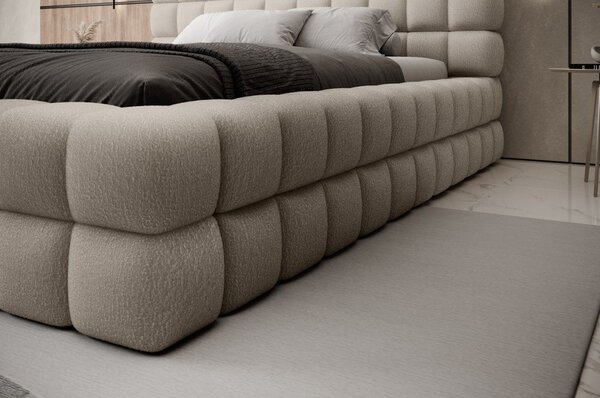 Letto matrimoniale imbottito beige con contenitore e rete inclusi 180x200 cm Dizzle – ELTAP