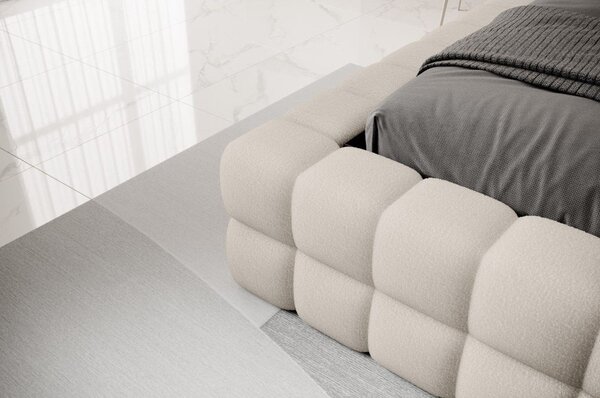 Letto matrimoniale imbottito beige con contenitore e rete inclusi 180x200 cm Dizzle – ELTAP