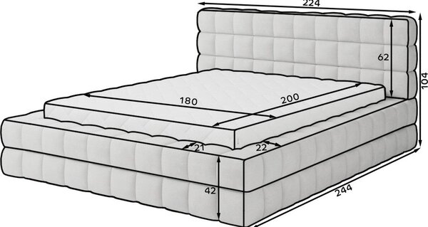 Letto matrimoniale imbottito beige con contenitore e rete inclusi 180x200 cm Dizzle – ELTAP