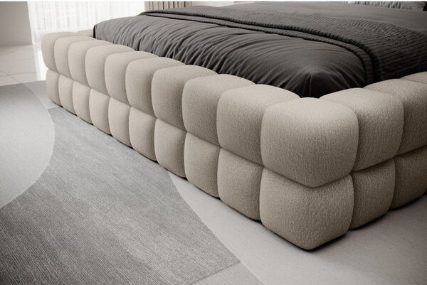 Letto matrimoniale imbottito beige con contenitore e rete inclusi 180x200 cm Dizzle – ELTAP