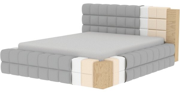 Letto matrimoniale imbottito beige con contenitore e rete inclusi 180x200 cm Dizzle – ELTAP