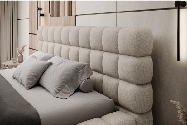 Letto matrimoniale imbottito beige con contenitore e rete inclusi 180x200 cm Dizzle – ELTAP