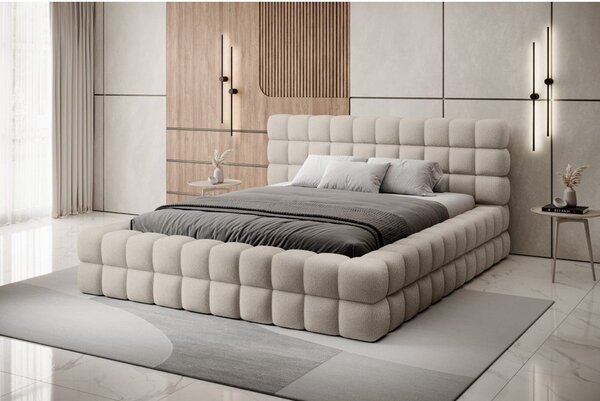 Letto matrimoniale imbottito beige con contenitore e rete inclusi 180x200 cm Dizzle – ELTAP