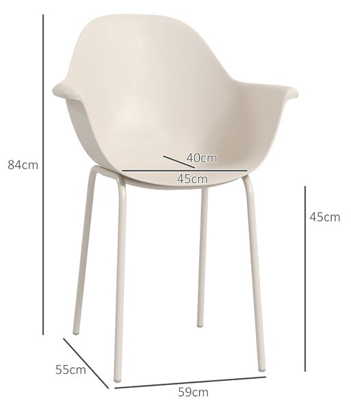 Outsunny Set 4 Sedie da Giardino con Piedini Antiscivolo, in PP e Acciaio, 59x55x84 cm, Grigio|Aosom